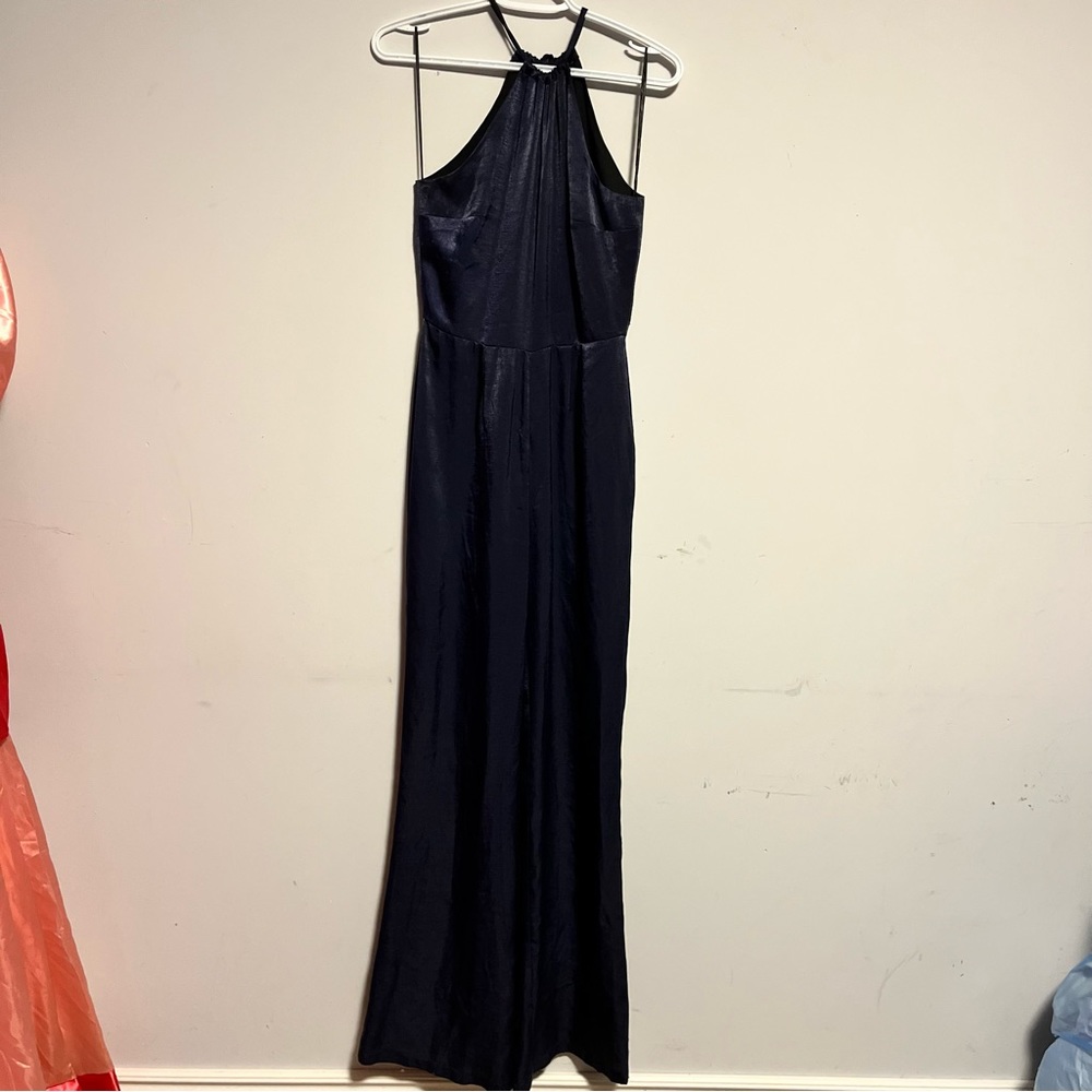 Goldie Jumpsuit Sateen Halter Sleevless Tall Keyhole Zipper Extra Small NWT